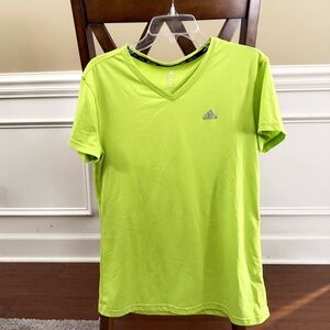 Adidas Women's Bright Green V-Neck Tee